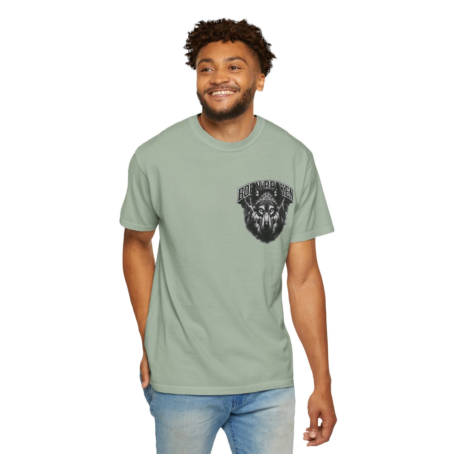 Wolf Head Graphic T-Shirt — Bold Lone Wolf Tee ("Born Broken")