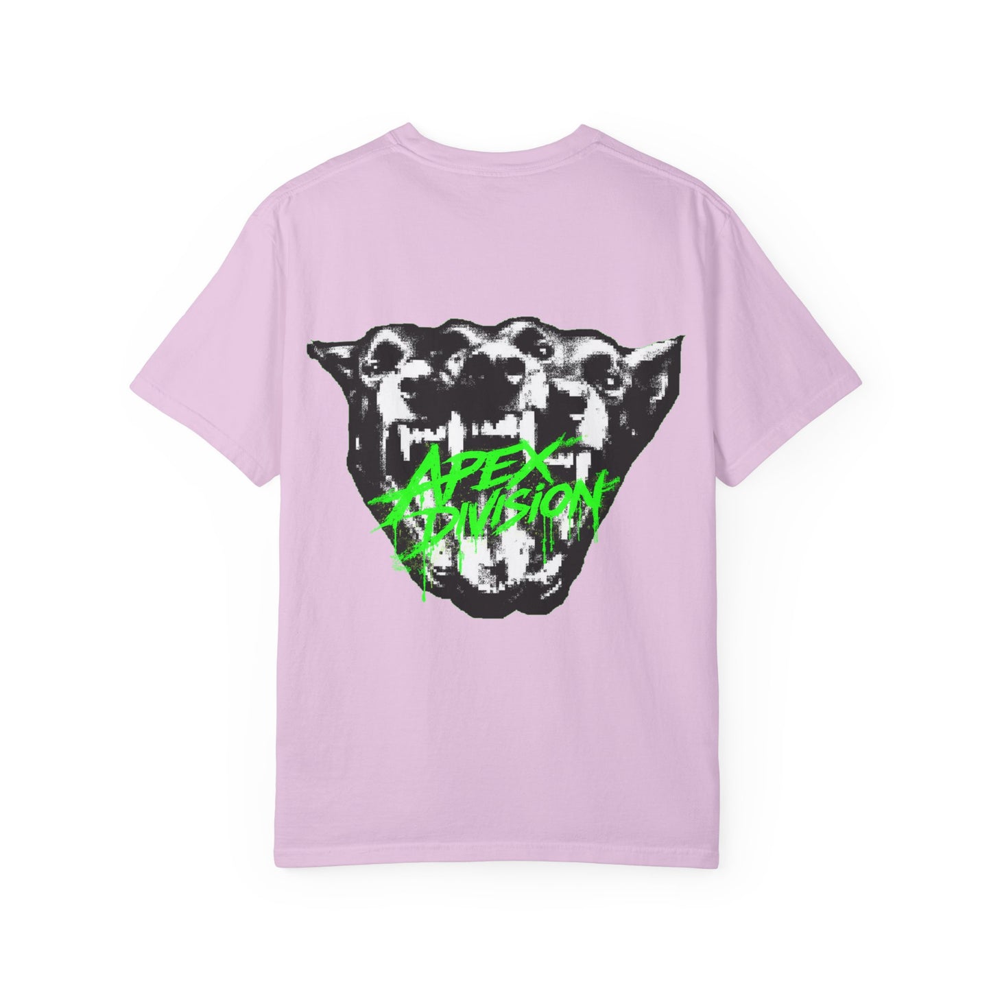 Apex Division Graphic T-Shirt — Neon Green Logo & Three-Headed Dog Back Print