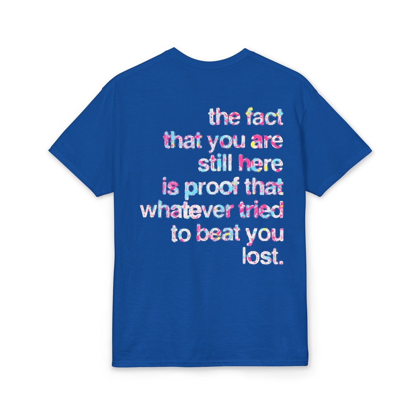 Resilient Division Graphic Tee — Colorful Motivational Back-Print Shirt