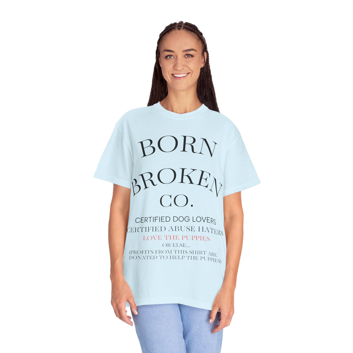 Born Broken Co. Graphic T-Shirt — 'Fight Abuse, Not Dogs' Statement Tee