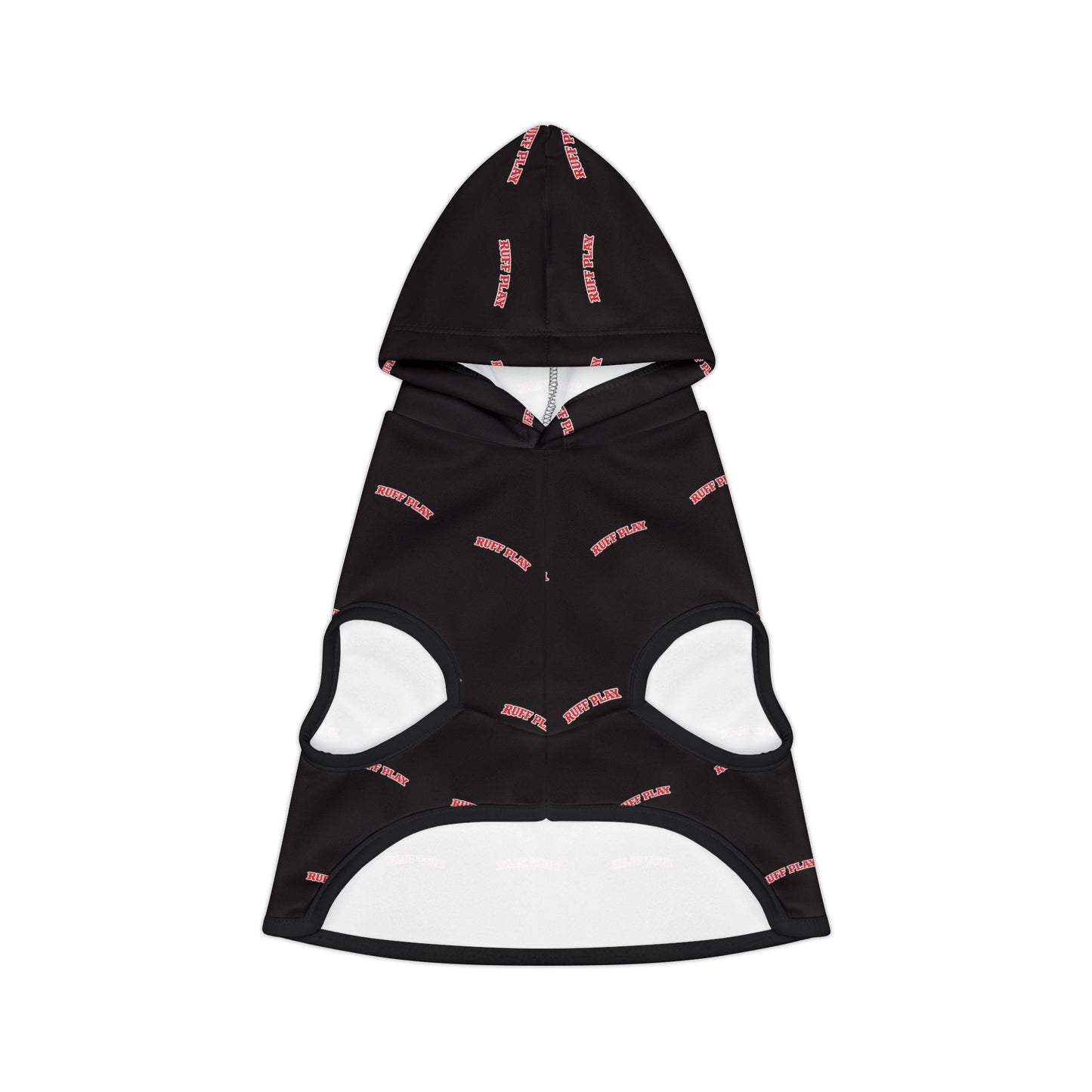 "Happy Place" Black Pet Hoodie — Cozy Small Dog & Cat Hoodie with Pink Repeat Text