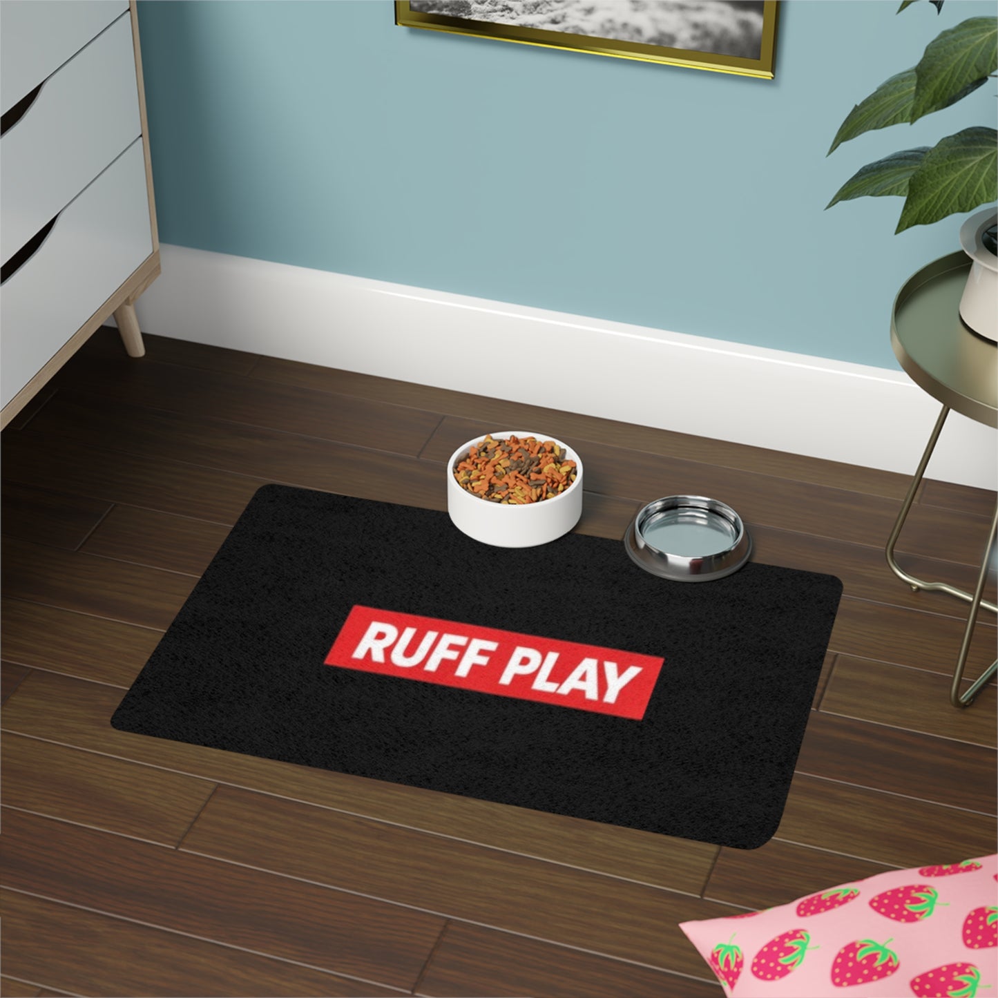 Ruff Play Pet Food Mat (12x18) - Non-Slip Feeding Mat for Dogs & Cats