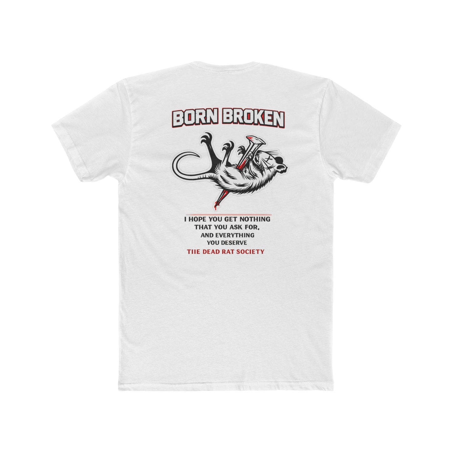 Born Broken Tee — Graphic Rat Illustration "Born Broken" Crew Shirt