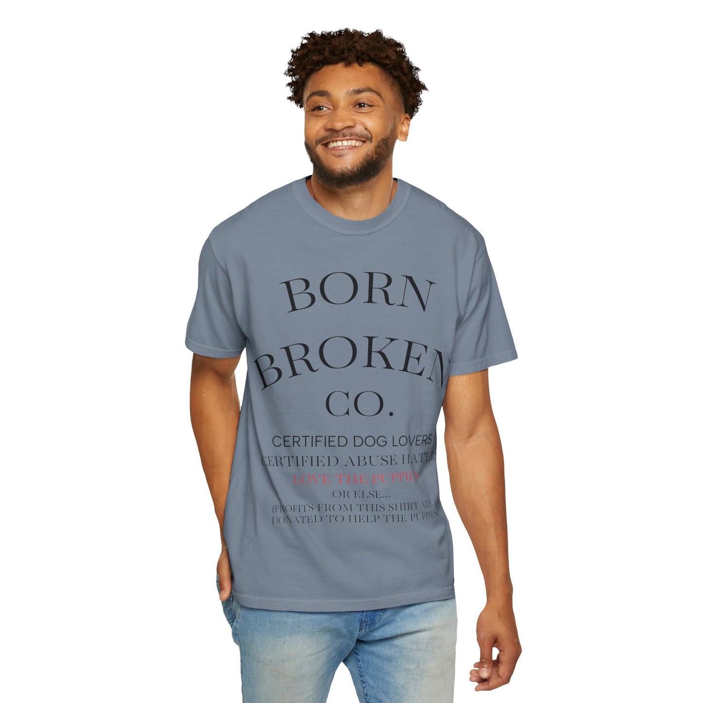 Born Broken Co. Graphic T-Shirt — 'Fight Abuse, Not Dogs' Statement Tee