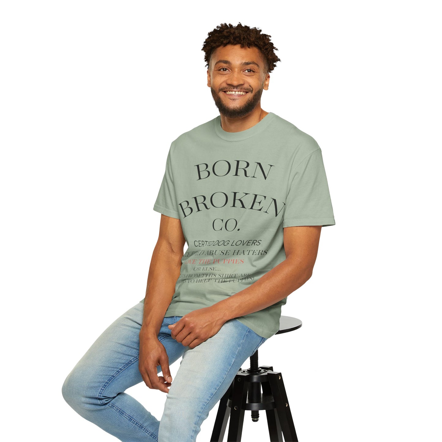 Born Broken Co. Graphic T-Shirt — 'Fight Abuse, Not Dogs' Statement Tee