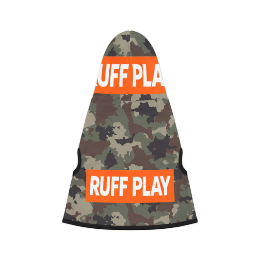 Camo 'RUFF PLAY' Pet Hoodie — Military Print Dog & Cat Hoodie.