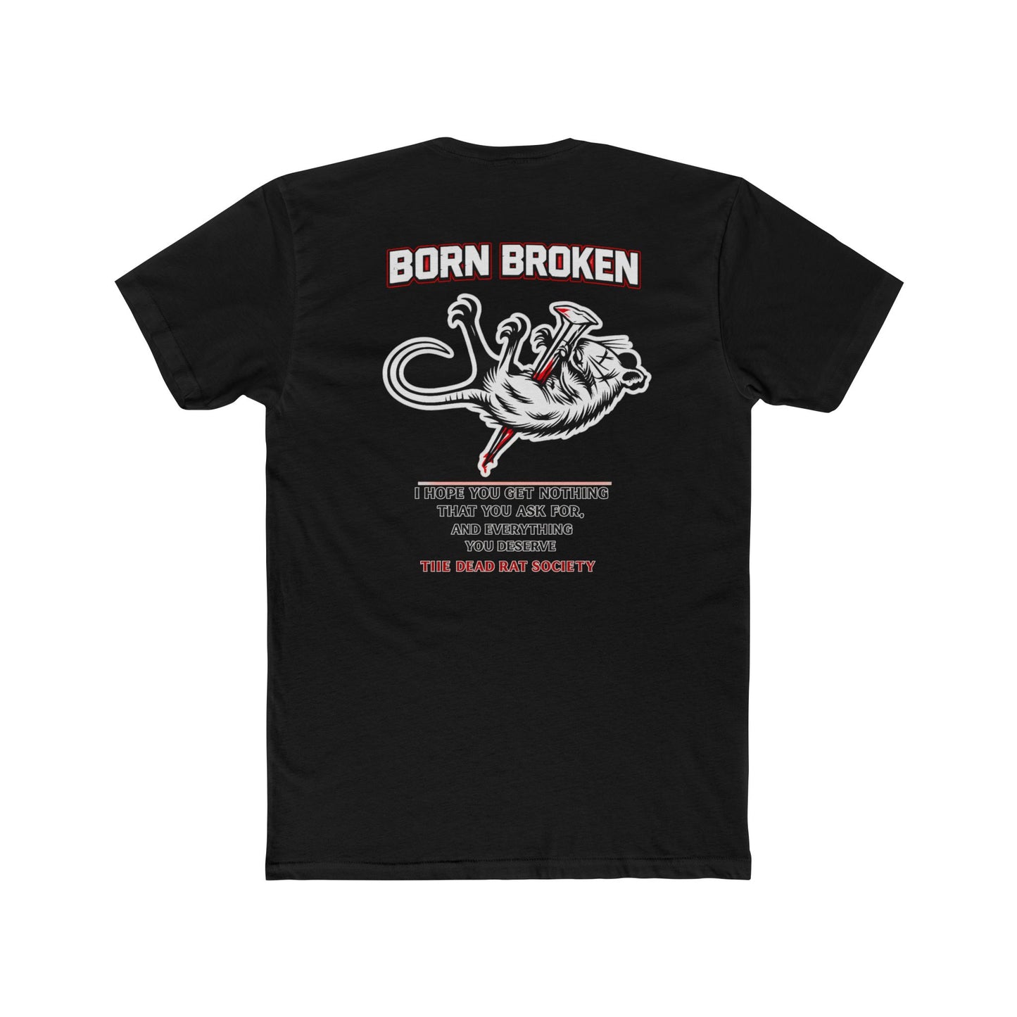 Born Broken Tee — Graphic Rat Illustration "Born Broken" Crew Shirt