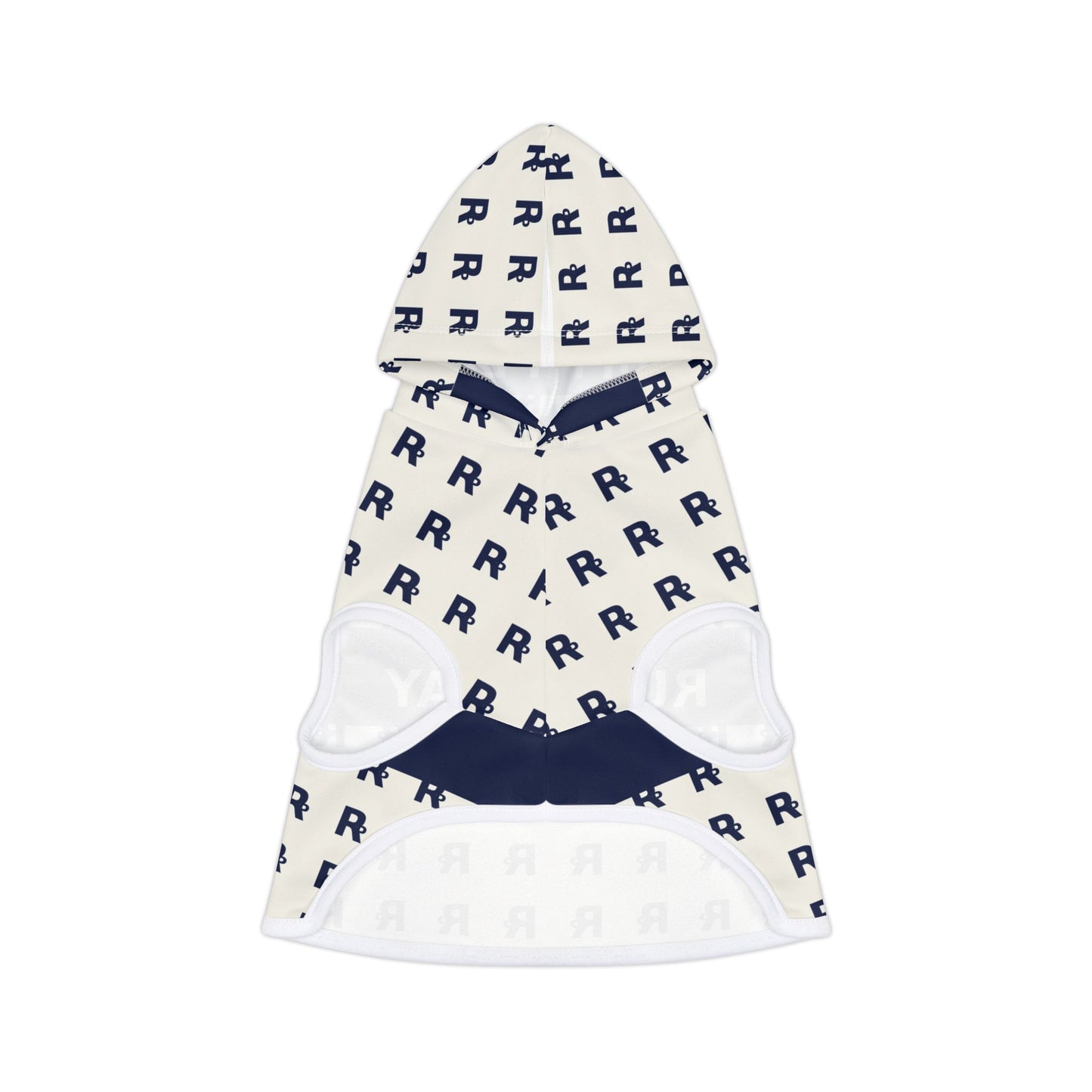 Ruff Play Monogram Pet Hoodie — Navy & White Patterned Dog Hoodie