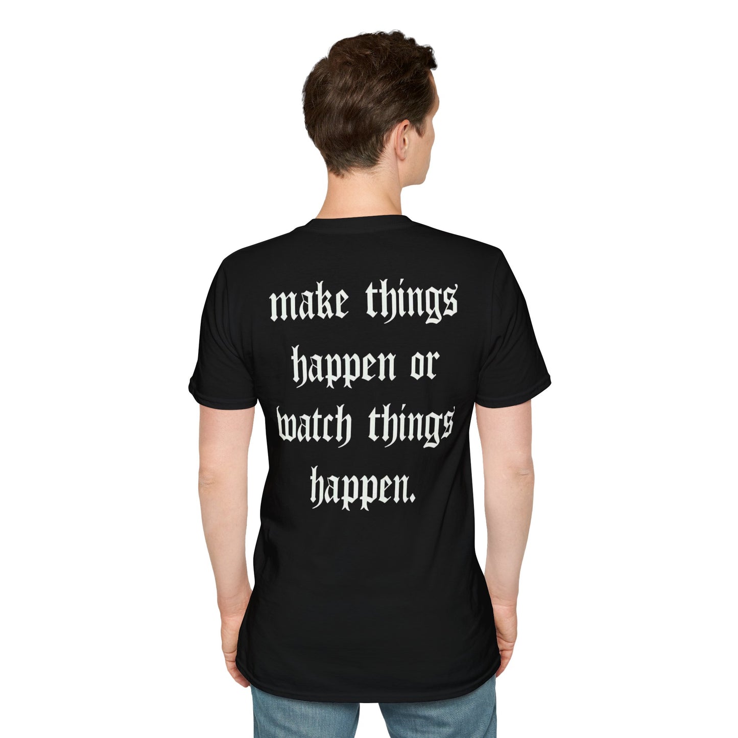 Apex Vintage Logo T-Shirt — “Make Things Happen or Watch Things Happen” Motivational Tee