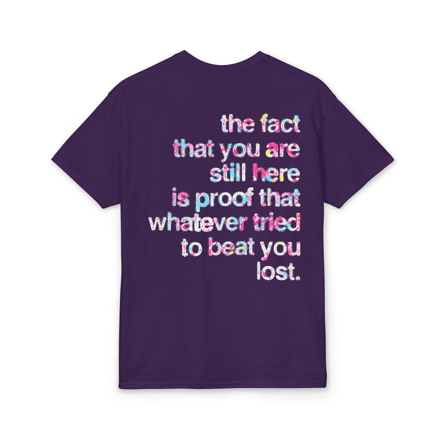 Resilient Division Graphic Tee — Colorful Motivational Back-Print Shirt