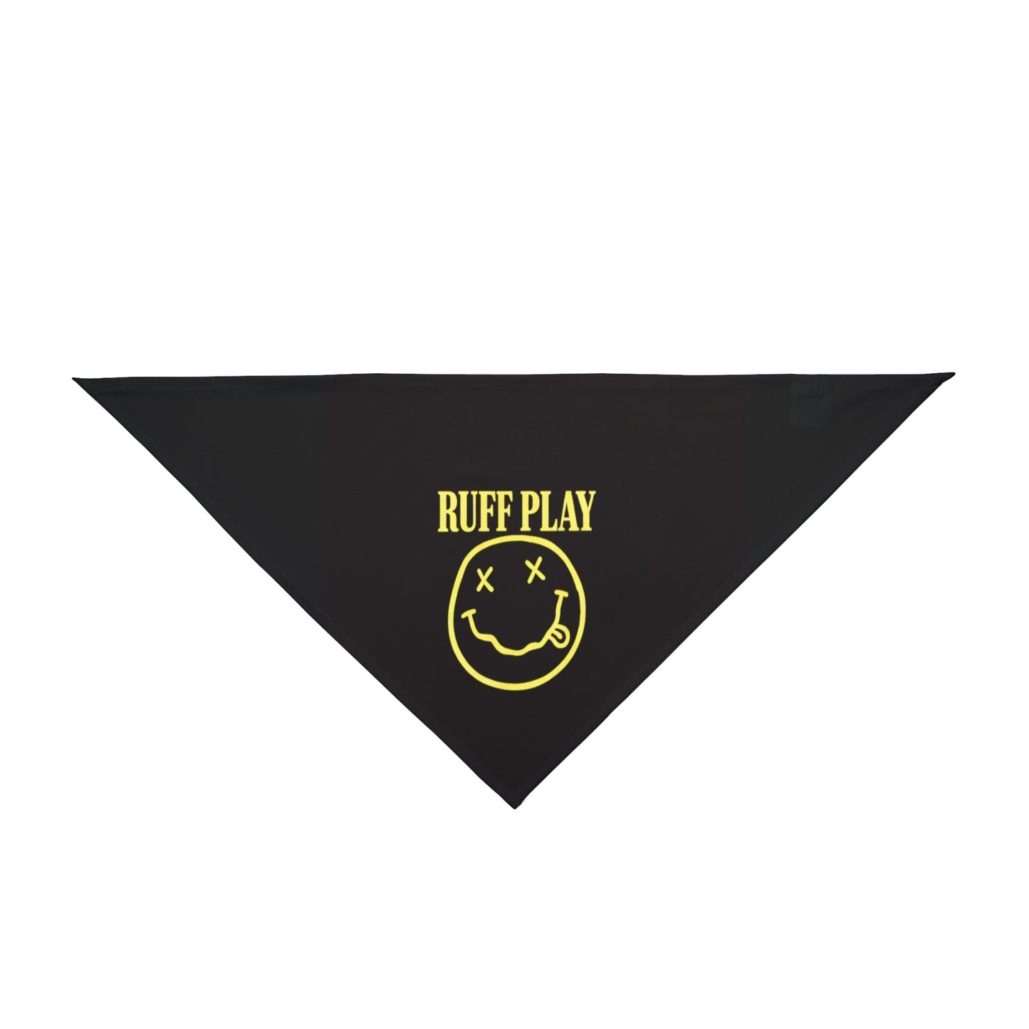 Ruff Play Pet Bandana — Black Dog Bandana with Yellow Smiley Logo