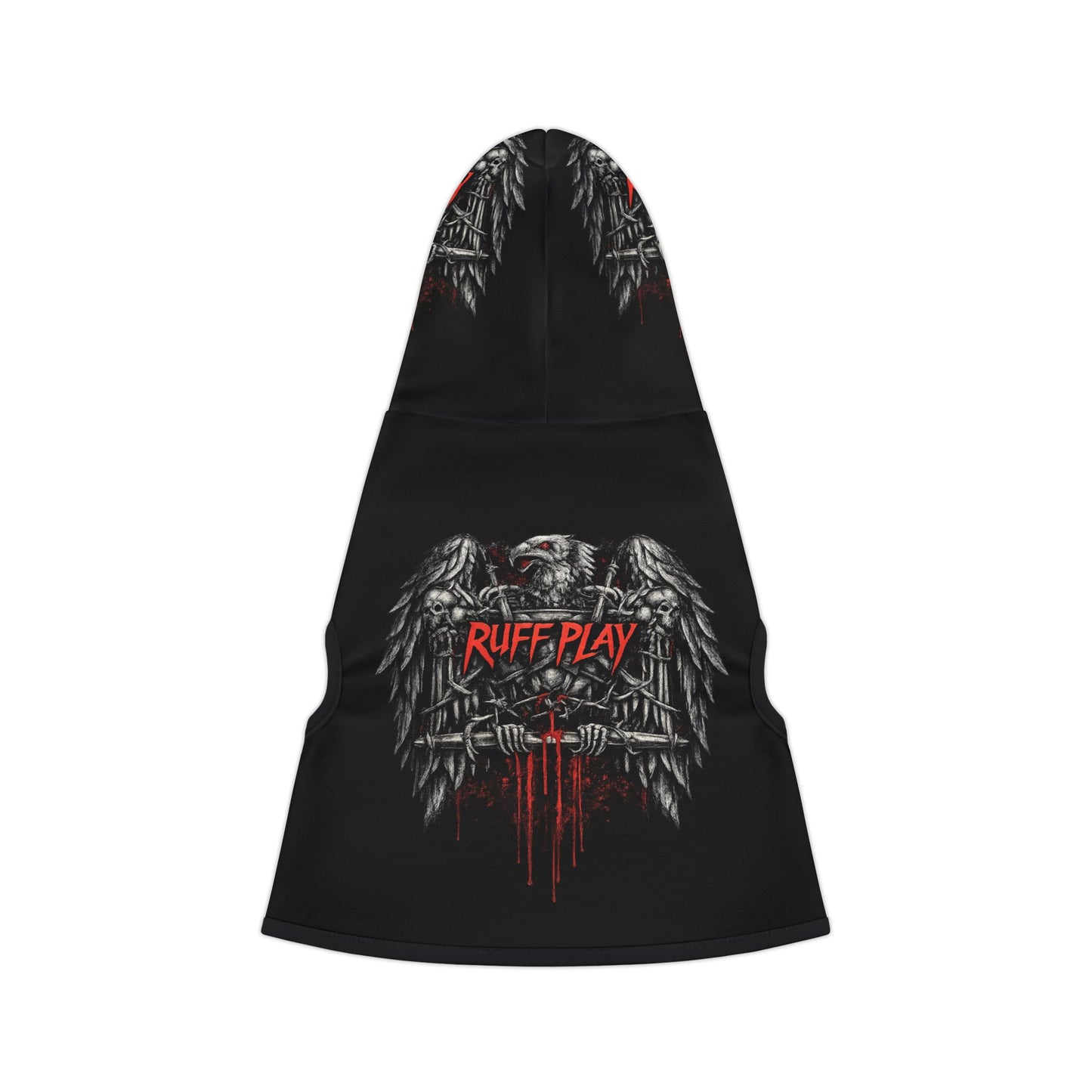 Pet Hoodie — 'Ruff Play' Gothic Wings Dog Hoodie (Black)