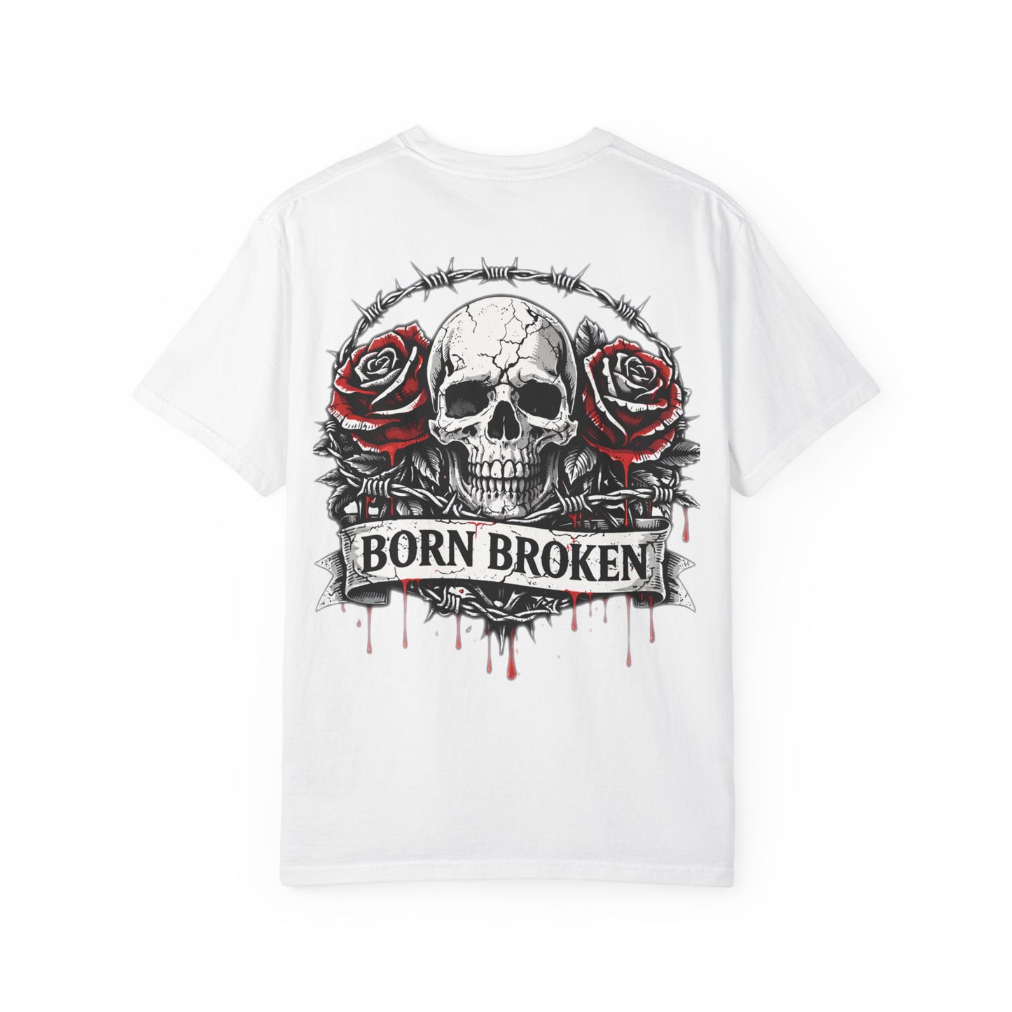 Born Broken Skull T-Shirt — Gothic Rose Graphic Tee