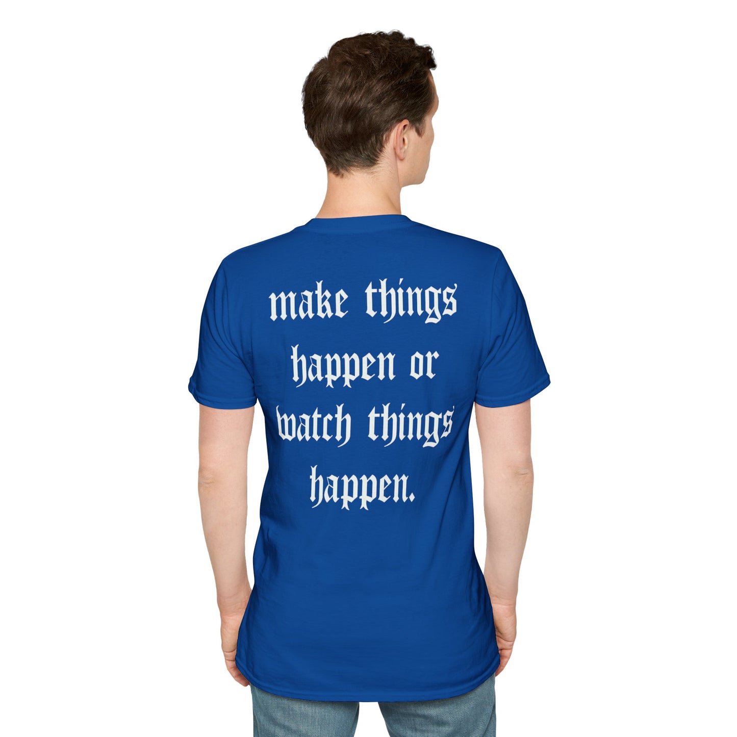 Apex Vintage Logo T-Shirt — “Make Things Happen or Watch Things Happen” Motivational Tee