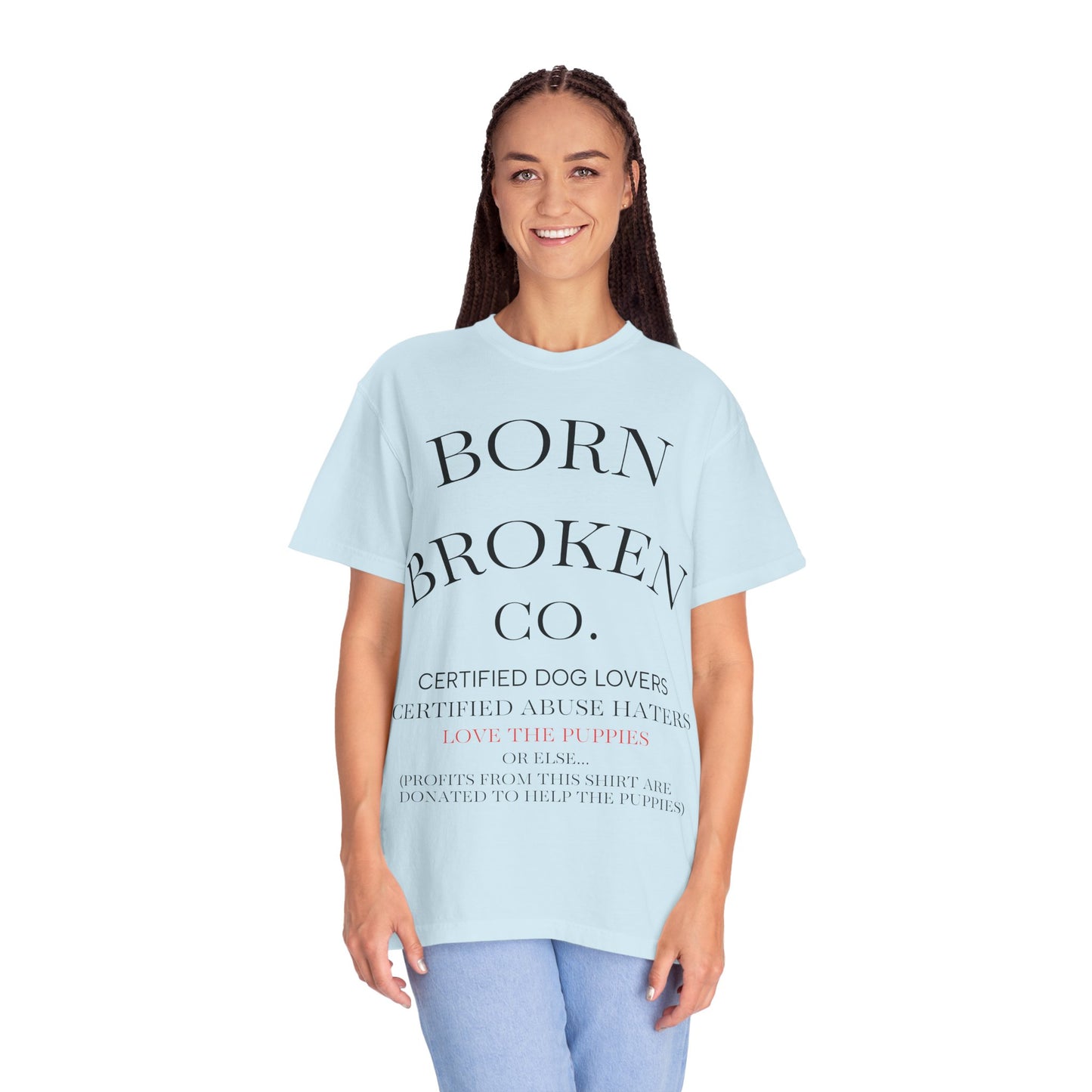 Born Broken Co. Graphic T-Shirt — 'Fight Abuse, Not Dogs' Statement Tee