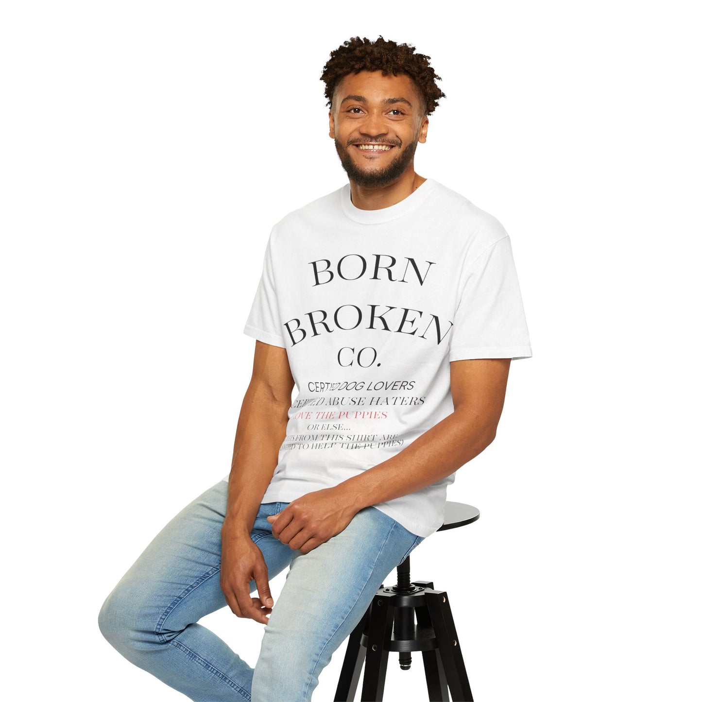 Born Broken Co. Graphic T-Shirt — 'Fight Abuse, Not Dogs' Statement Tee