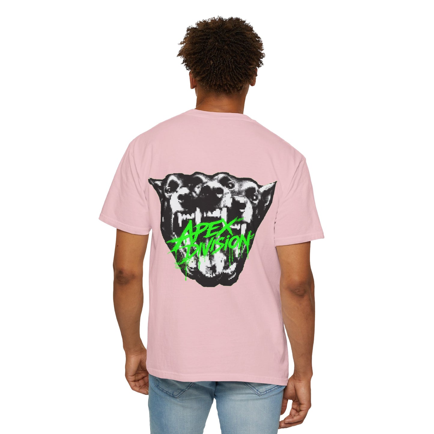 Apex Division Graphic T-Shirt — Neon Green Logo & Three-Headed Dog Back Print