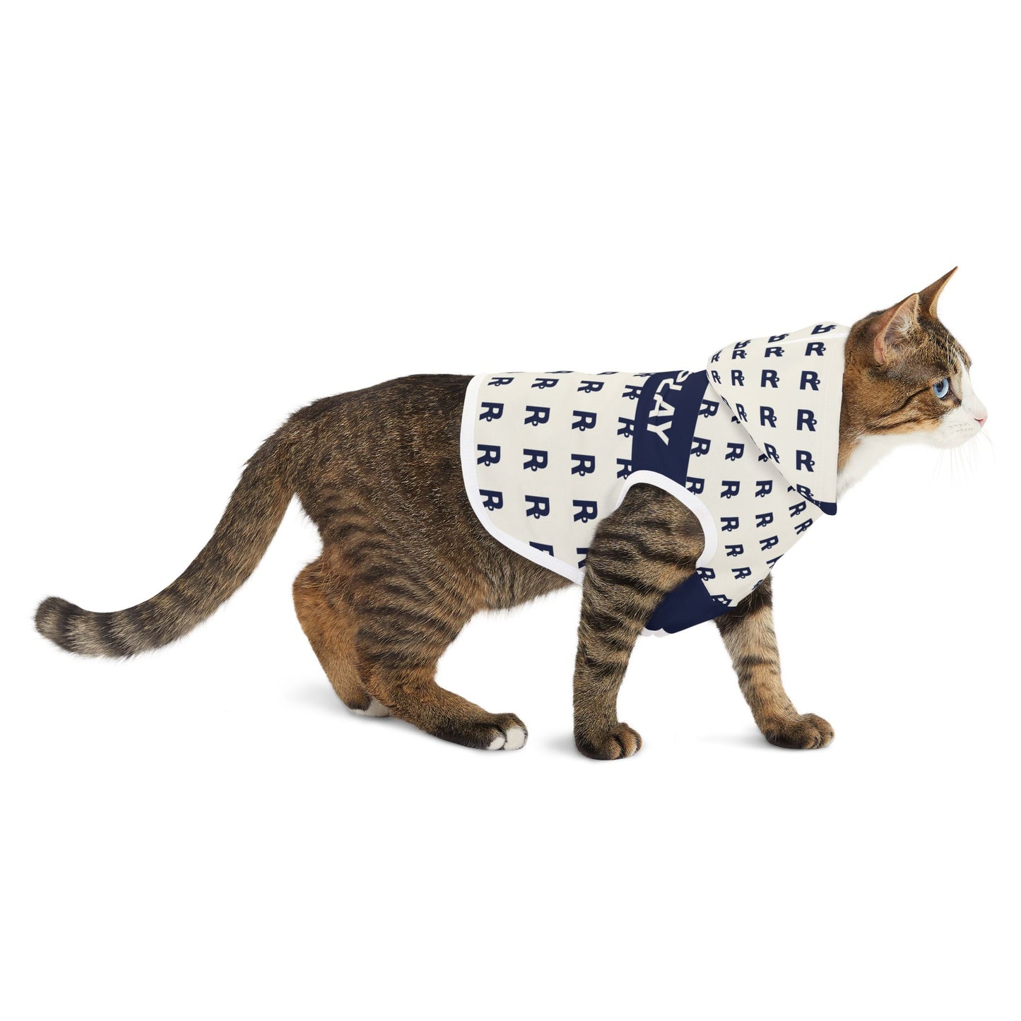 Ruff Play Monogram Pet Hoodie — Navy & White Patterned Dog Hoodie