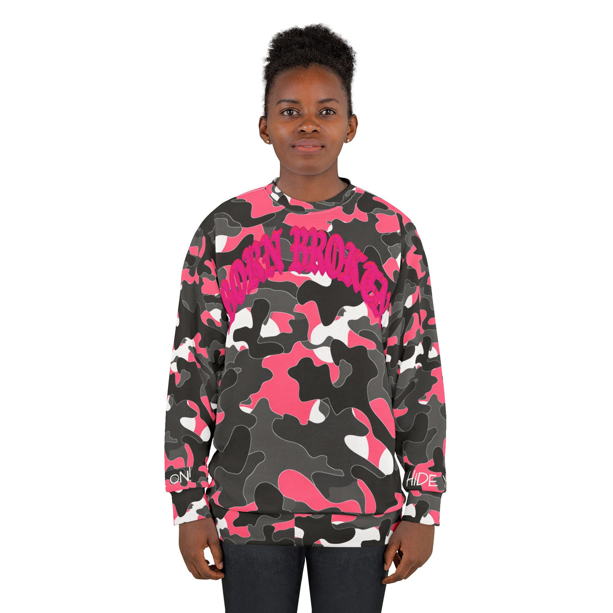 BORN BROKEN — CAMO CREWNECK