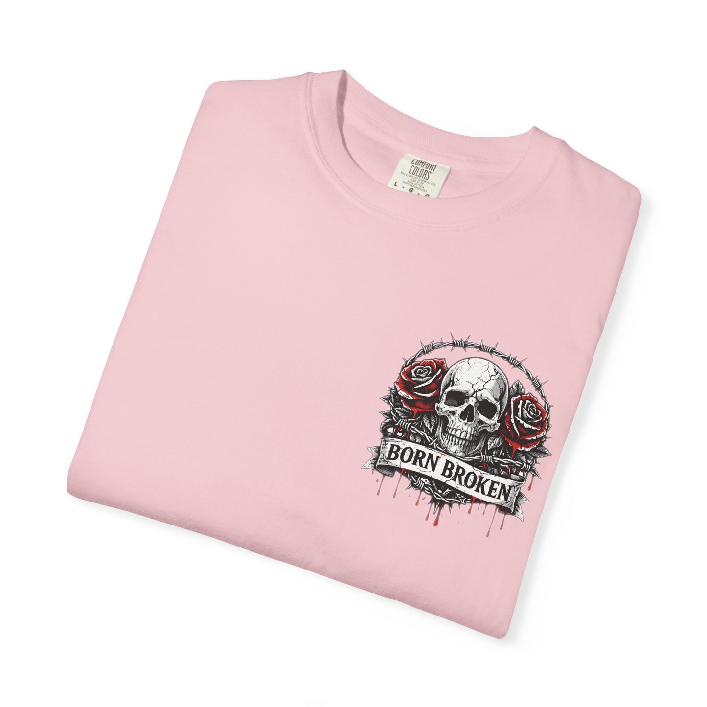 Born Broken Skull T-Shirt — Gothic Rose Graphic Tee