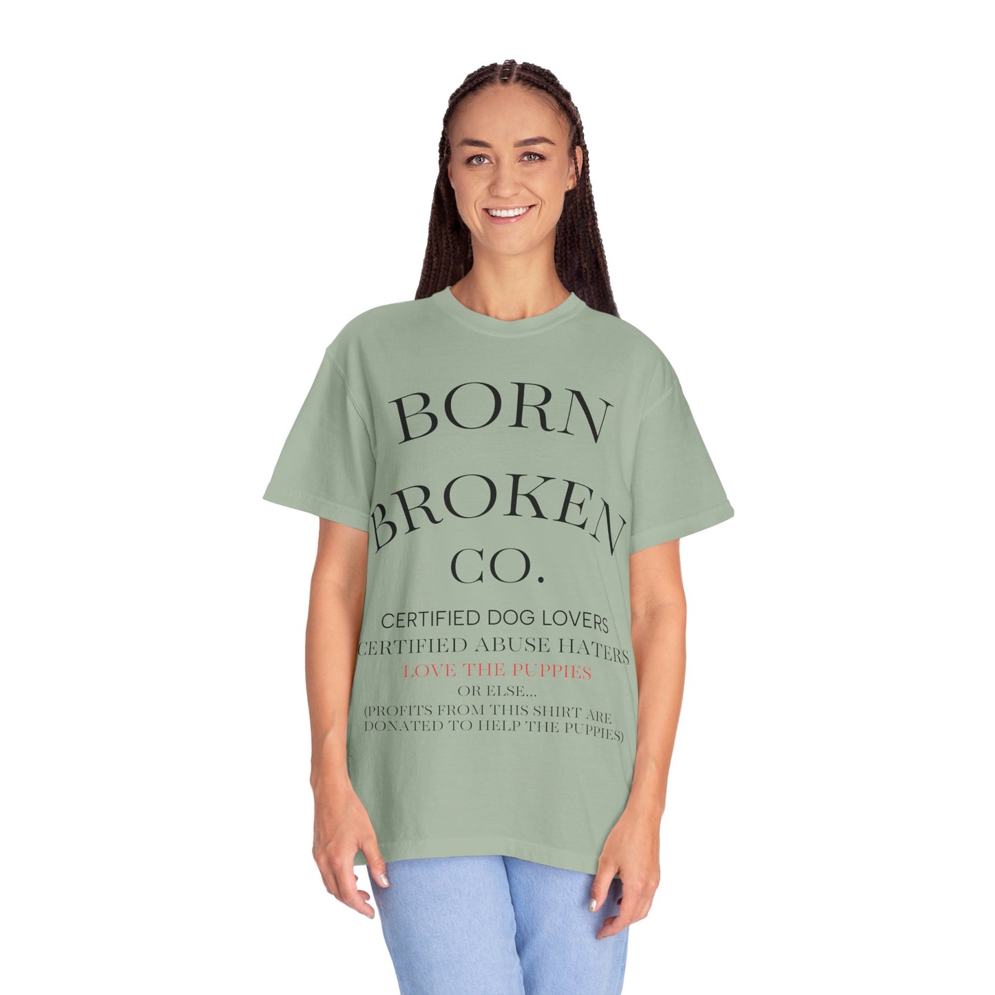 Born Broken Co. Graphic T-Shirt — 'Fight Abuse, Not Dogs' Statement Tee
