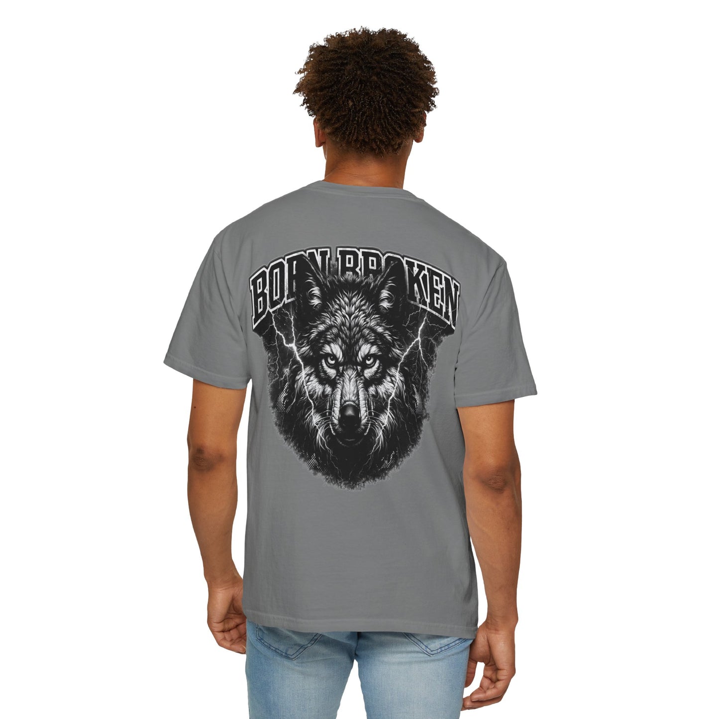 Wolf Head Graphic T-Shirt — Bold Lone Wolf Tee ("Born Broken")
