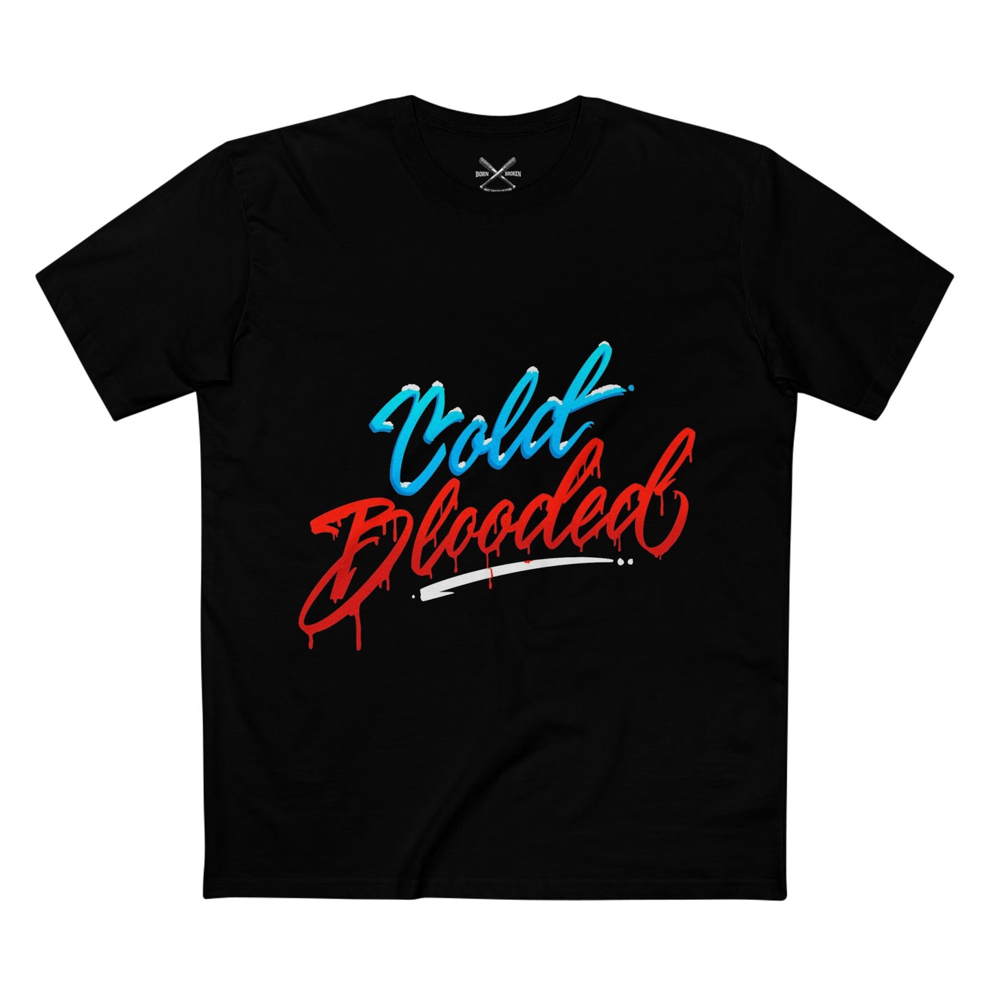 T‑Shirt — "Cold Blooded" Script Graphic Tee (Eye Back Print)