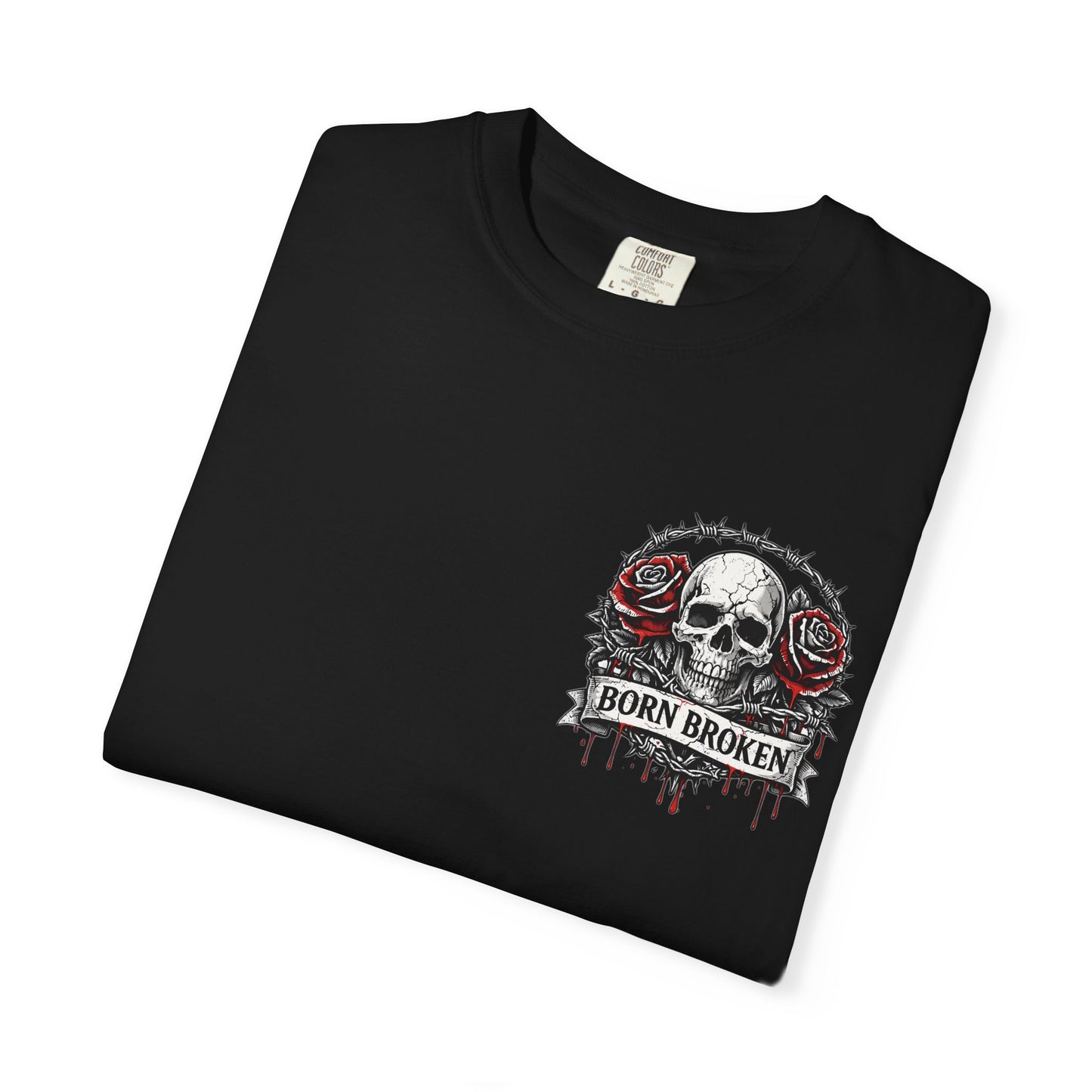 Born Broken Skull T-Shirt — Gothic Rose Graphic Tee