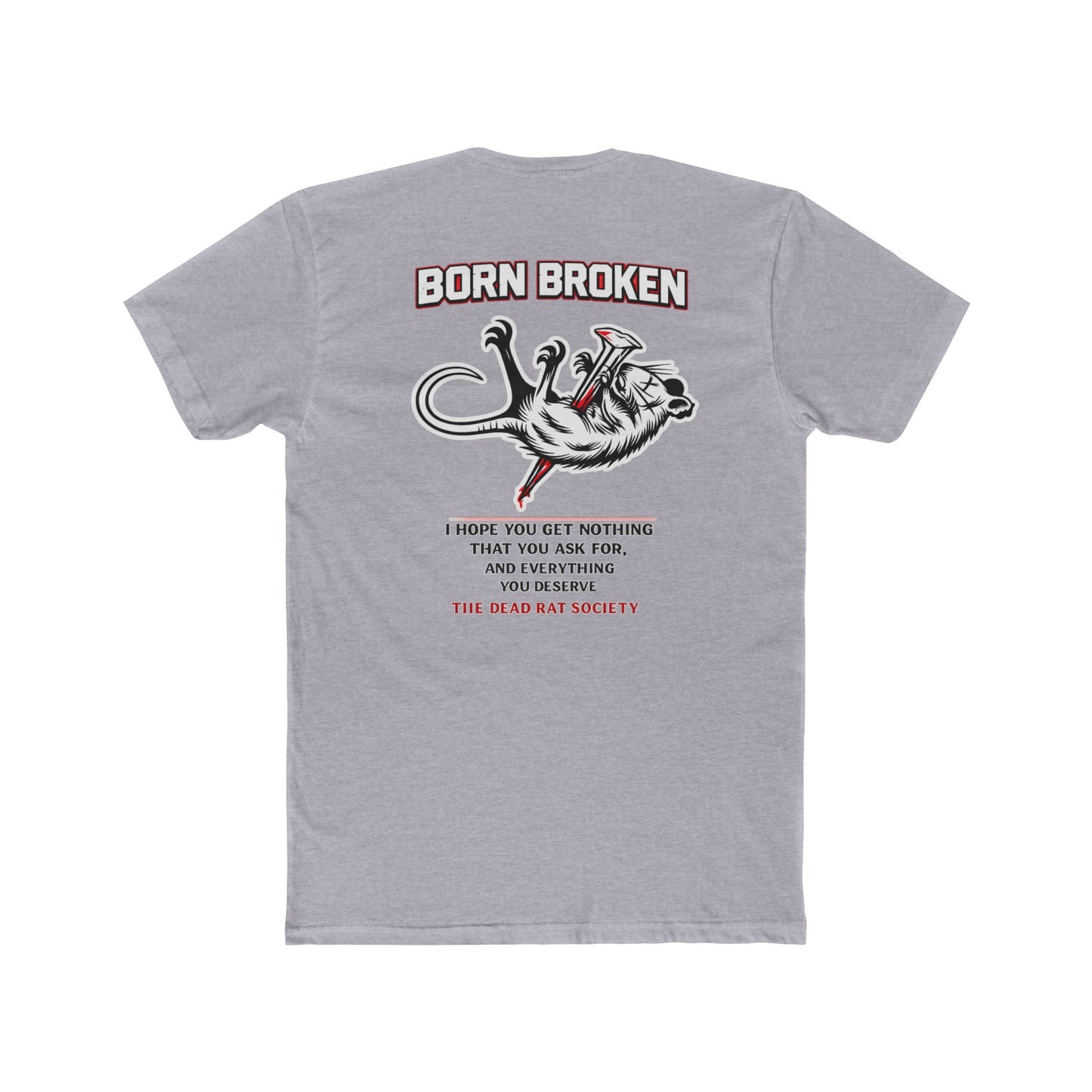 Born Broken Tee — Graphic Rat Illustration "Born Broken" Crew Shirt