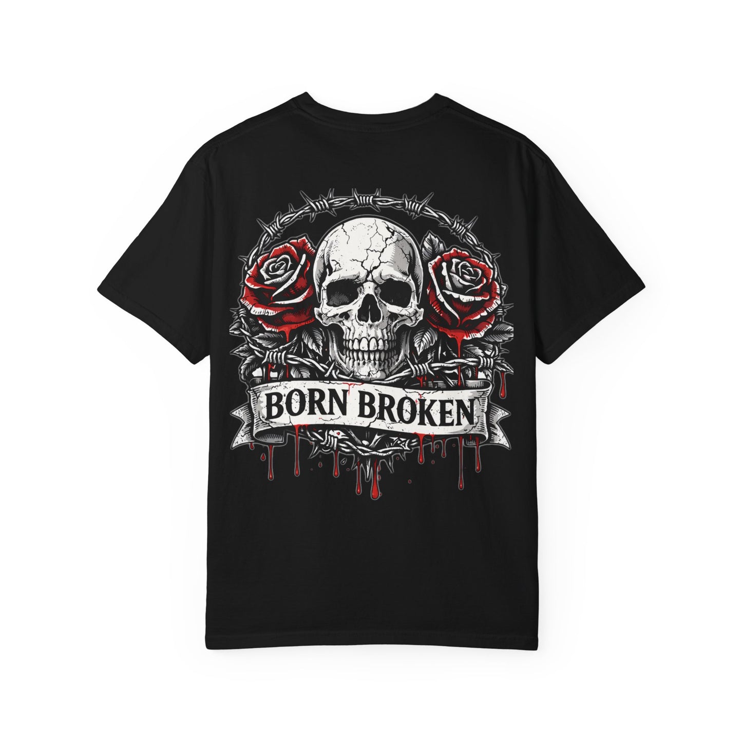Born Broken Skull T-Shirt — Gothic Rose Graphic Tee