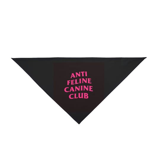 Anti Feline Canine Club Pet Bandana — Black with Pink Text