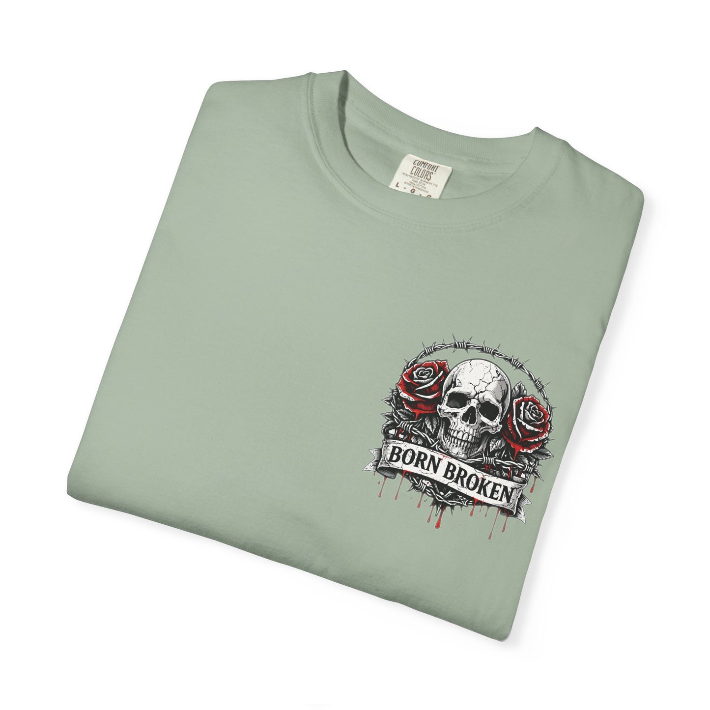 Born Broken Skull T-Shirt — Gothic Rose Graphic Tee