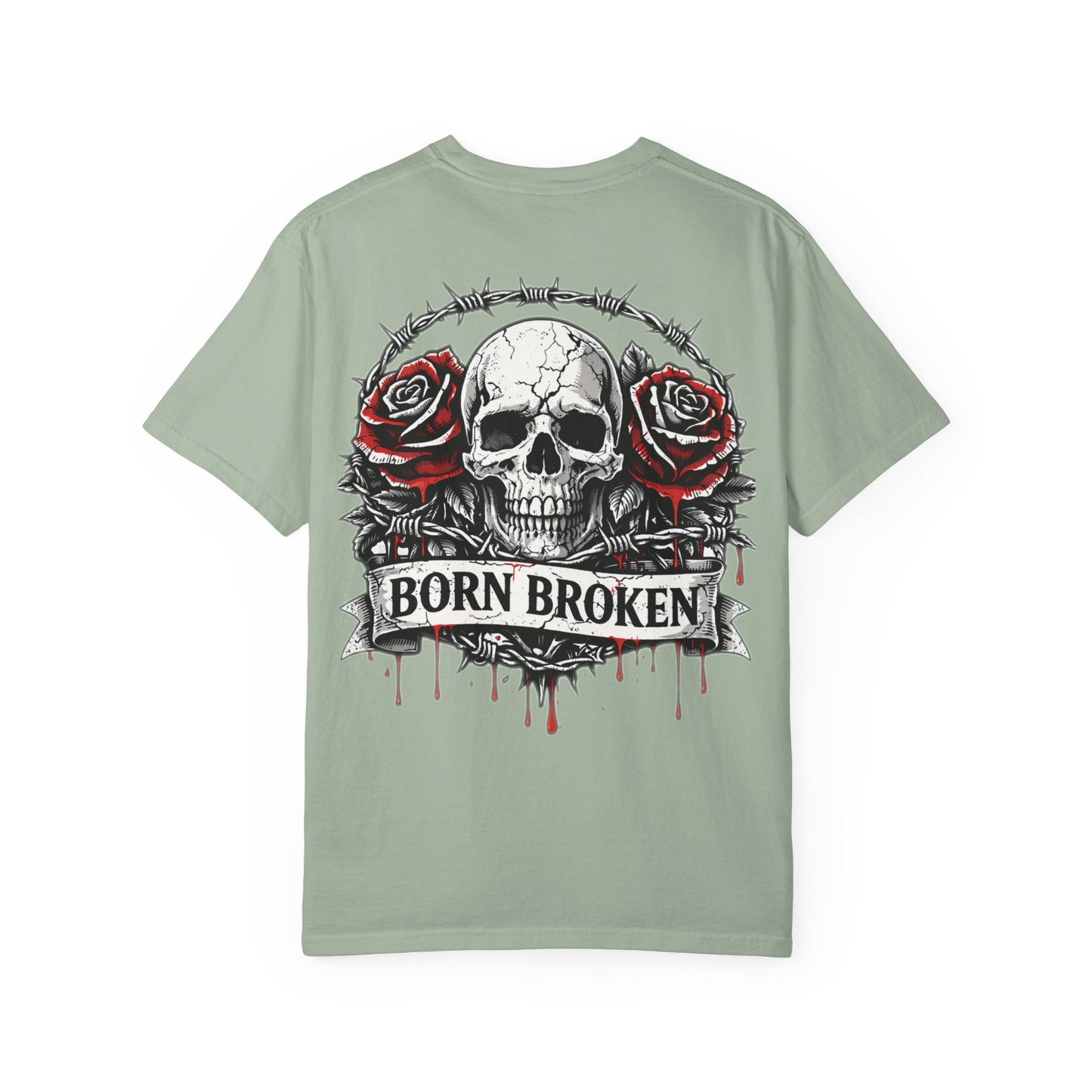 Born Broken Skull T-Shirt — Gothic Rose Graphic Tee
