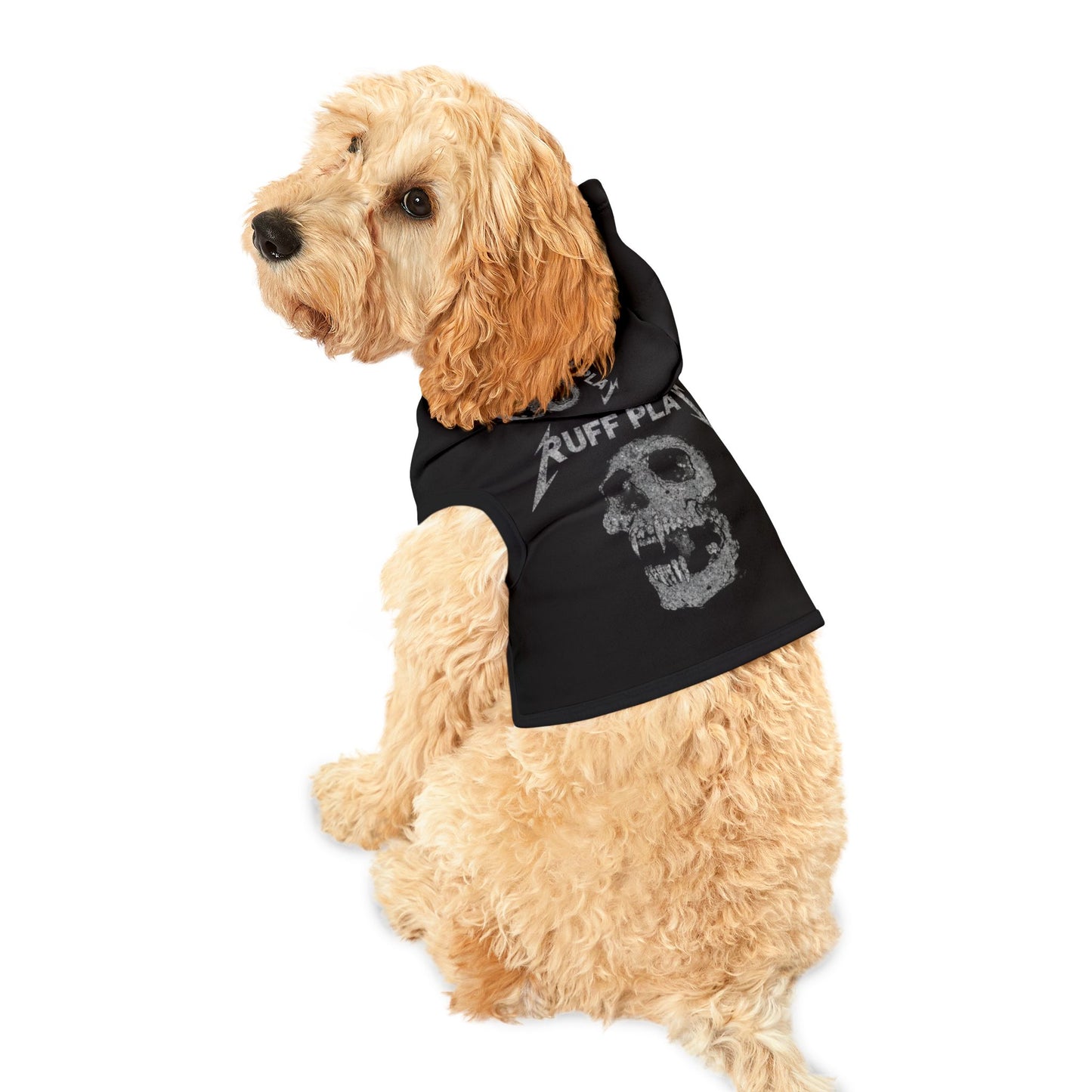 Pet Hoodie - 'Ruff Play' Skull Graphic Dog Hoodie (Goth/Punk)