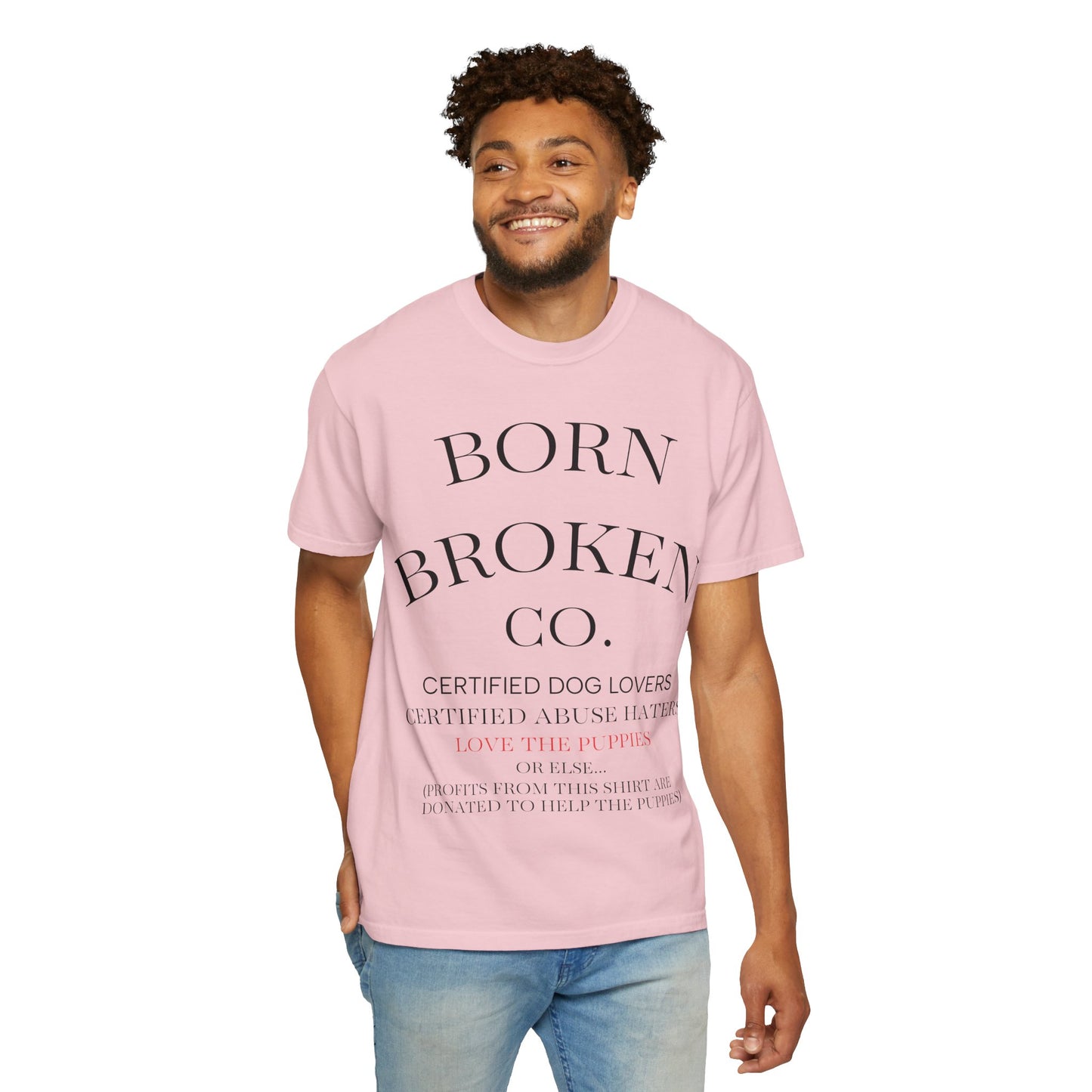Born Broken Co. Graphic T-Shirt — 'Fight Abuse, Not Dogs' Statement Tee